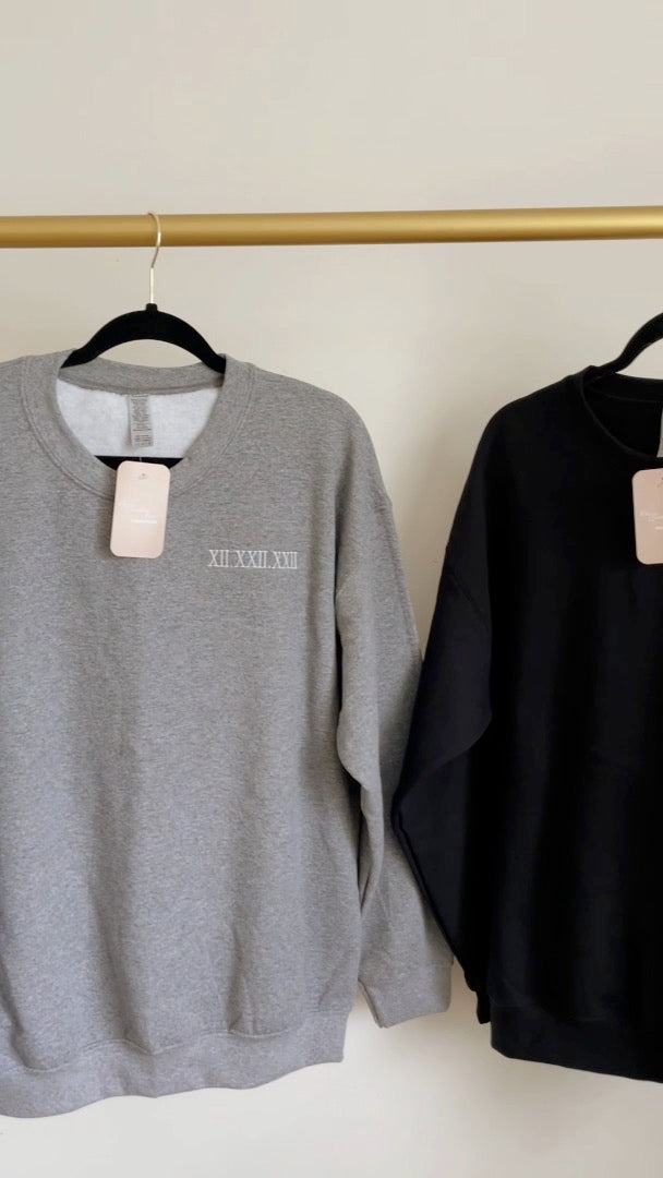 Black roman numerals sweatshirt