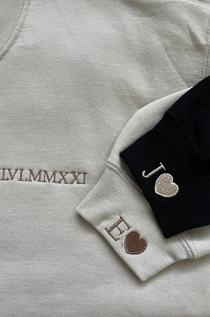 Beige roman numerals sweatshirt