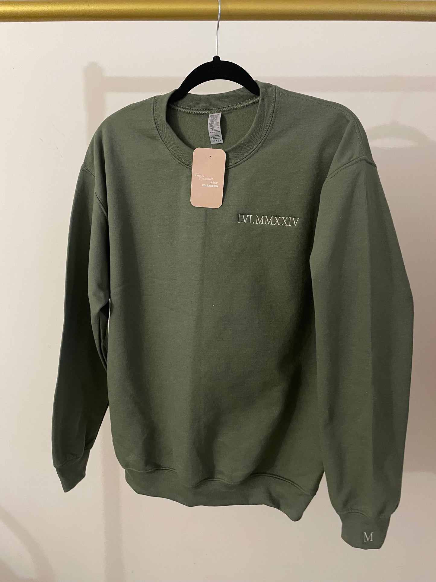 Green roman numerals sweatshirt