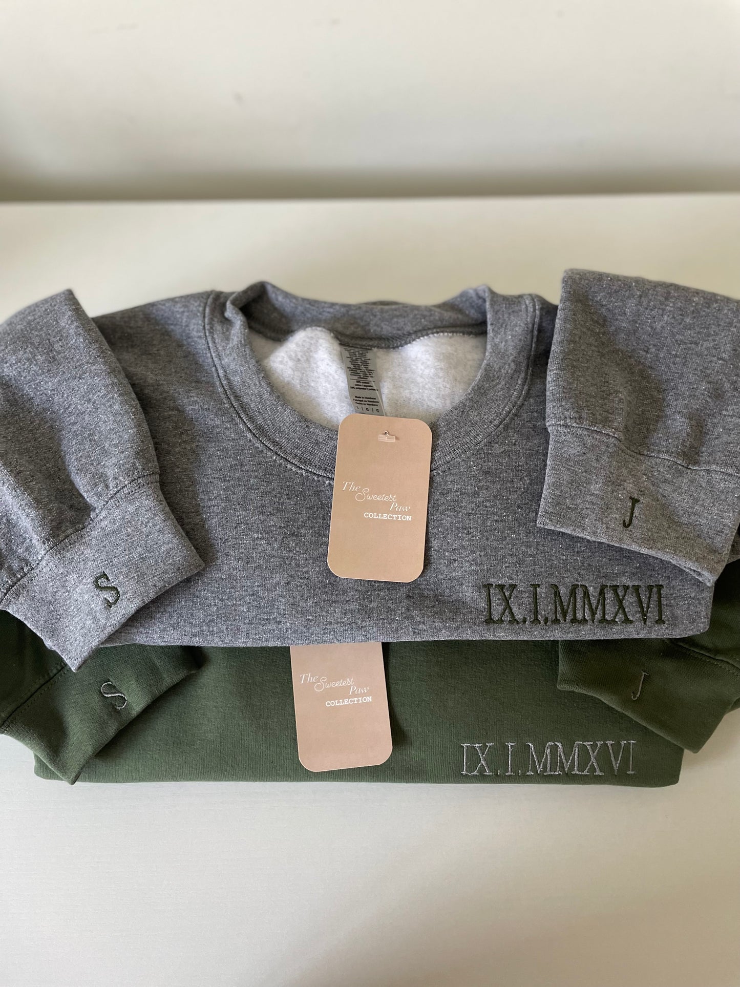 Green roman numerals sweatshirt