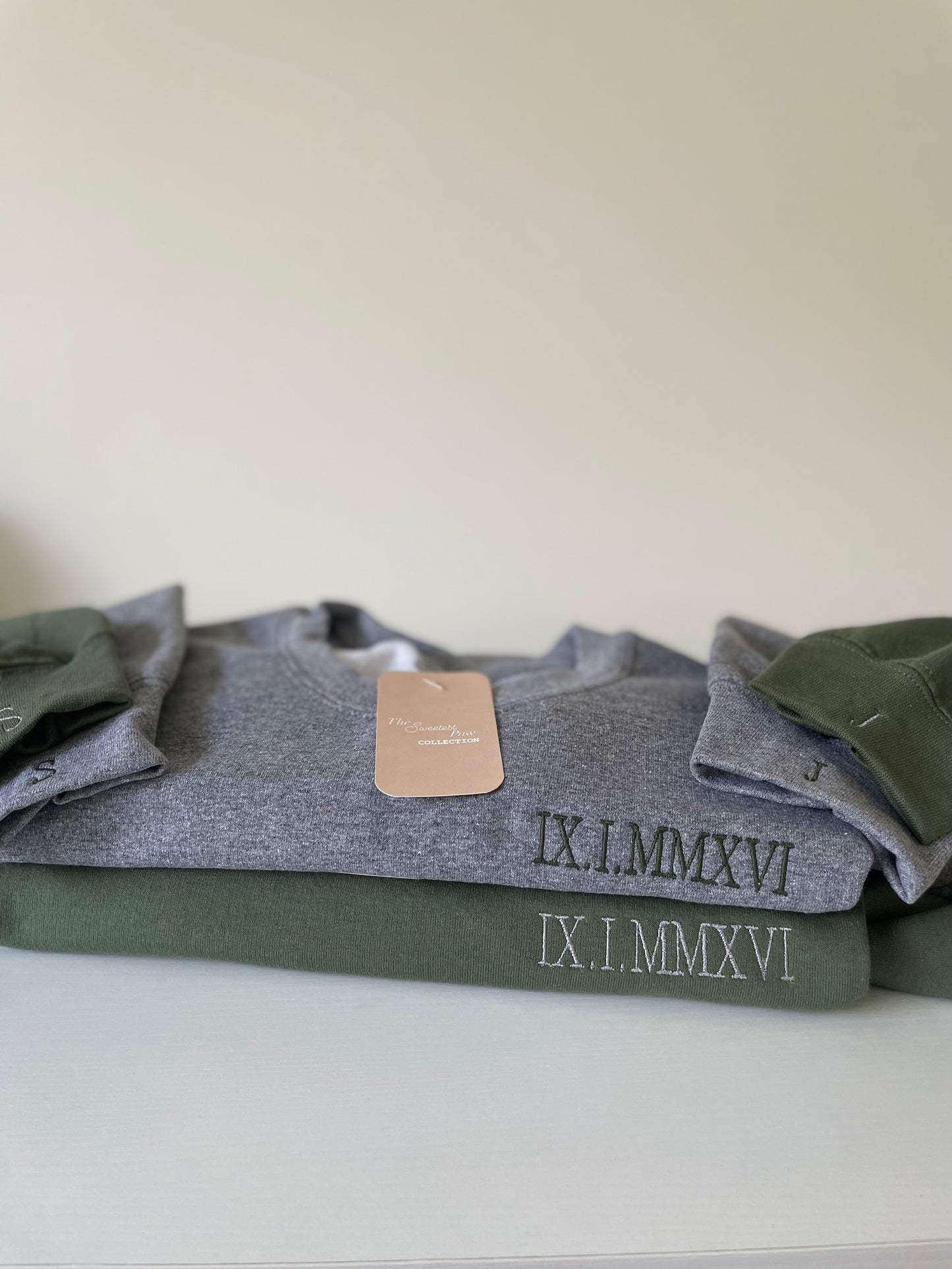 Green roman numerals sweatshirt