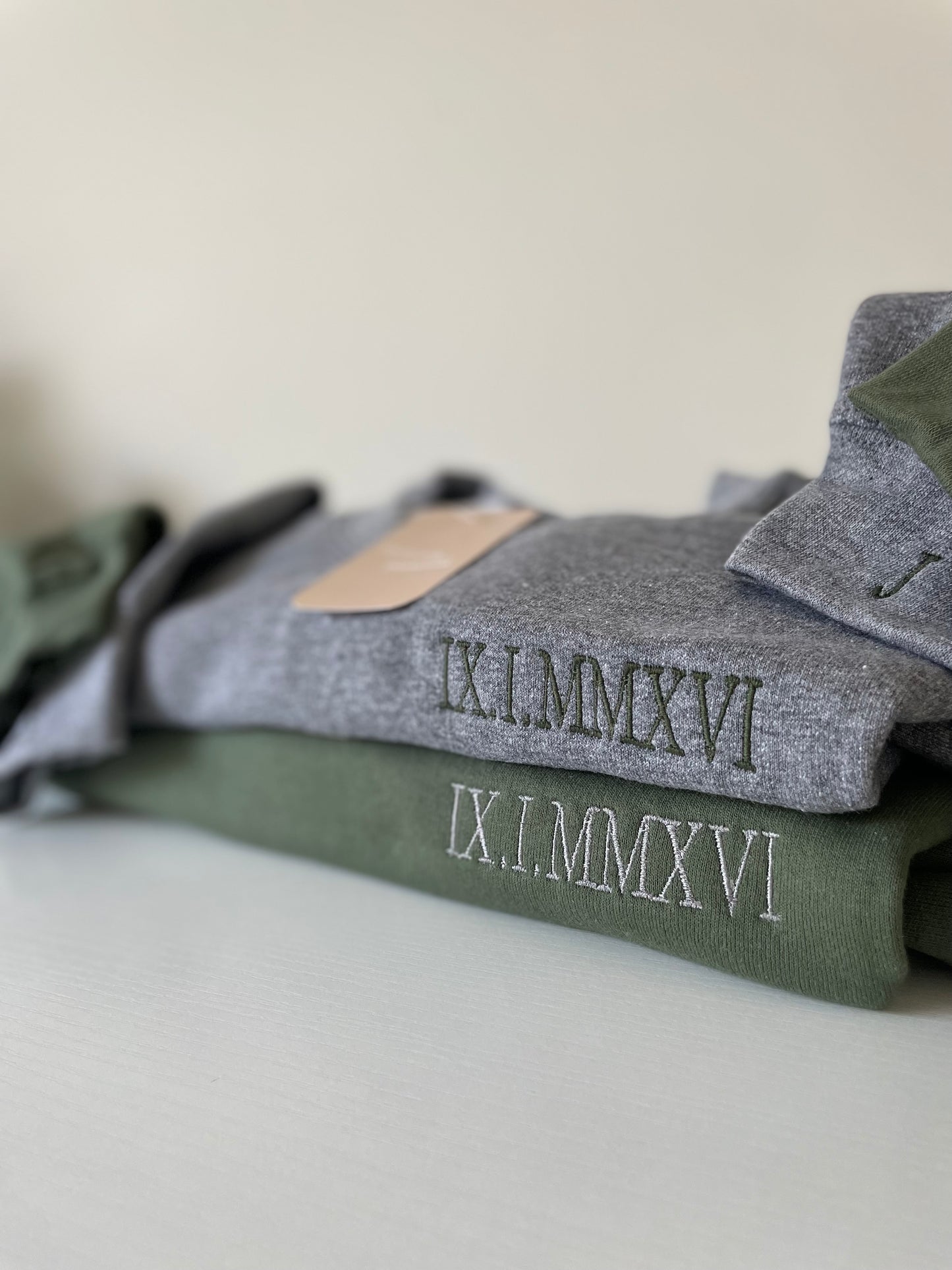 Green roman numerals sweatshirt