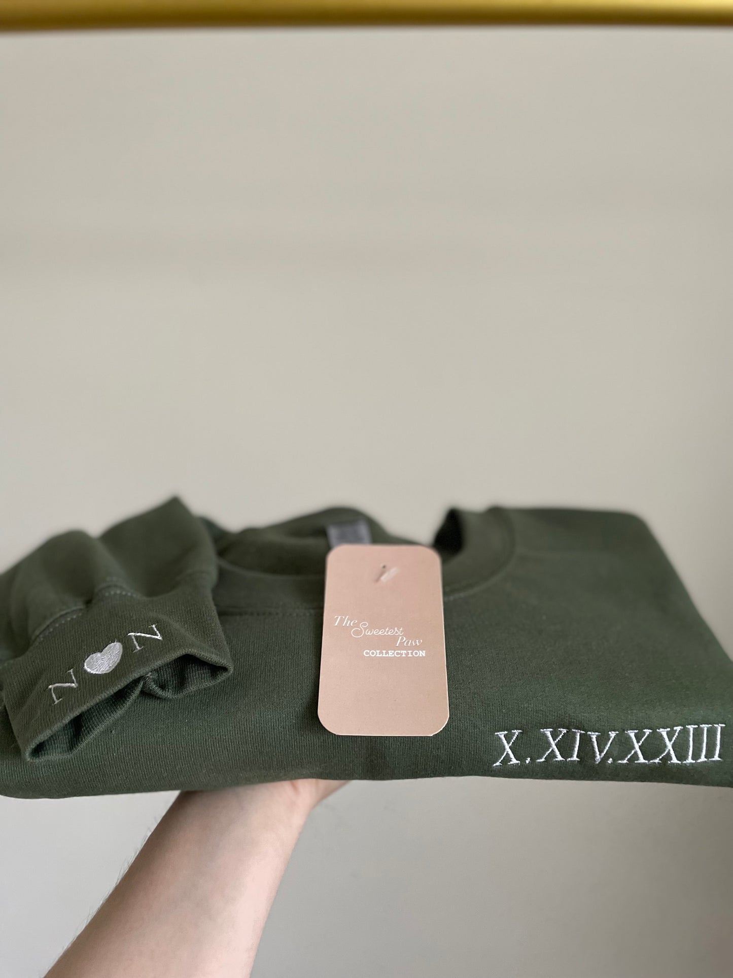 Green roman numerals sweatshirt