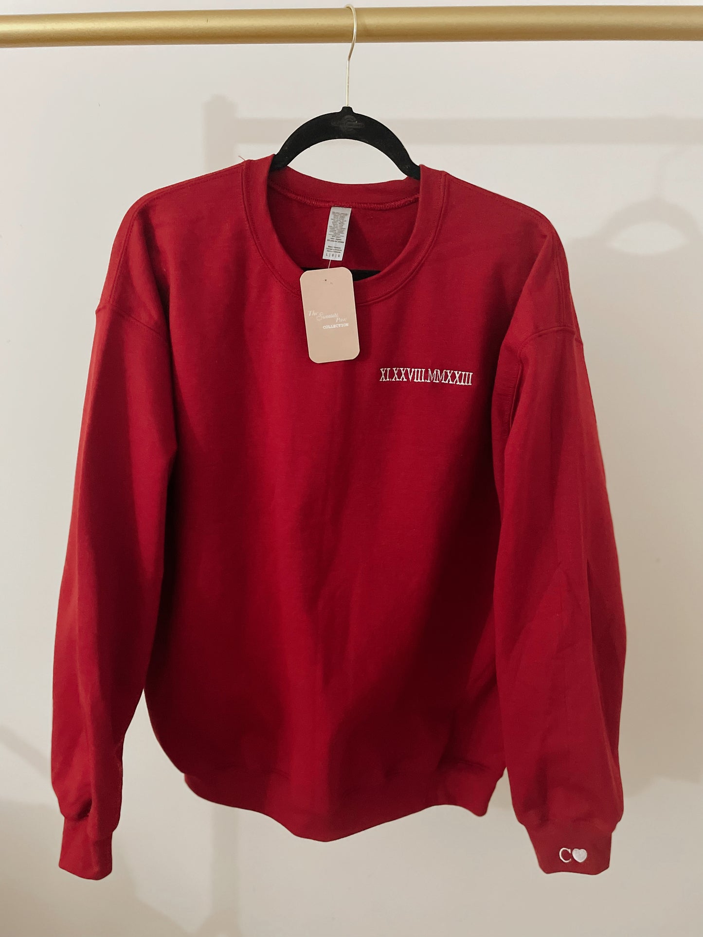 Cardinal red  roman numerals sweatshirt